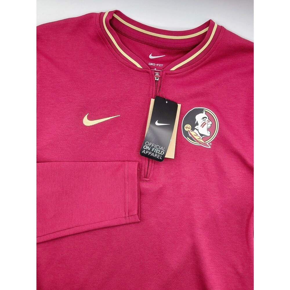 Nike Florida State 1/4 Zip On-Field Pullover Size Medium Garnet FSU Dri-Fit NEW!